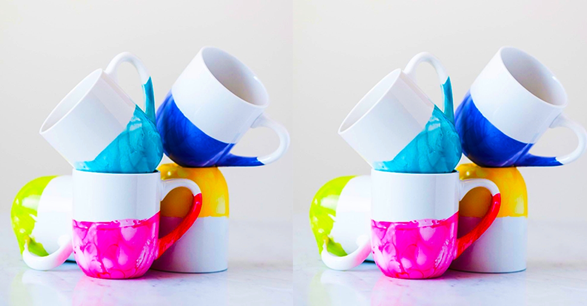Nail Polish Marbled Mugs