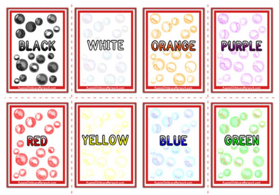 Colour Words Flashcards - Bubbles