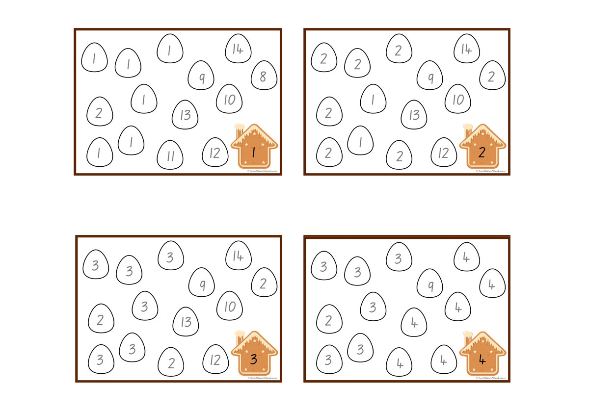 Gingerbread House Numbers Find and Colour