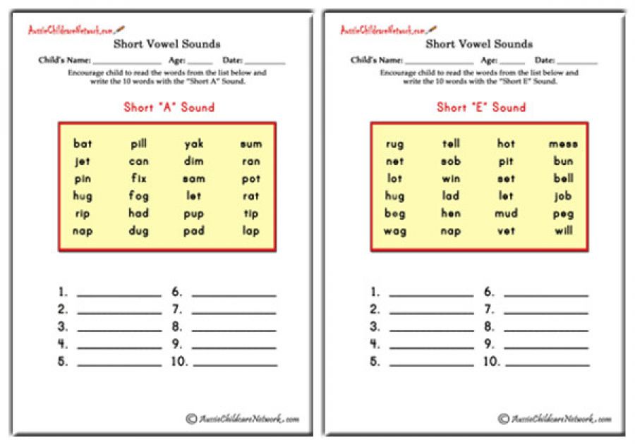 Writing Words with Short Vowel Sounds