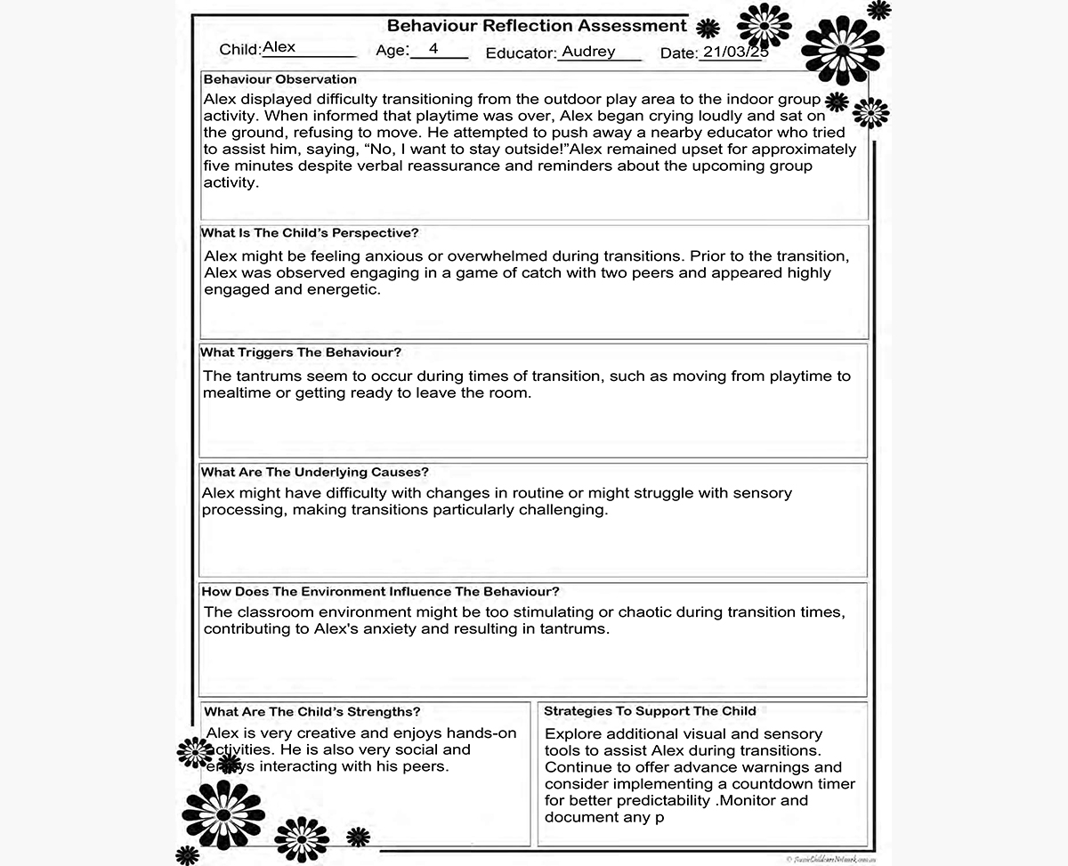 Behaviour Reflection Assessment