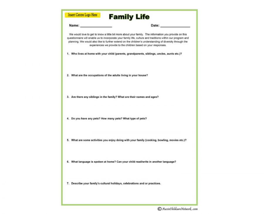 Family Life - Parent Input