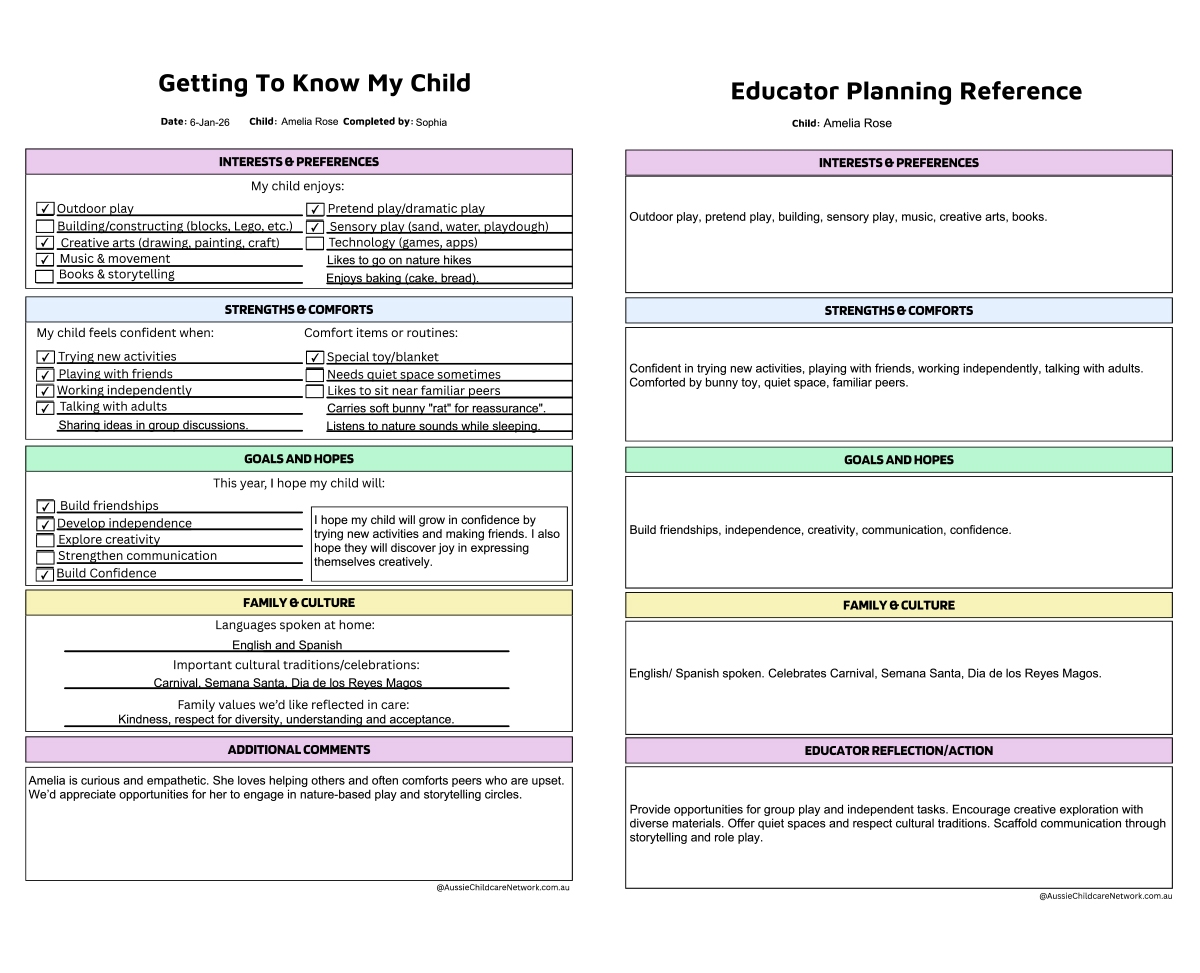 Getting To Know My Child