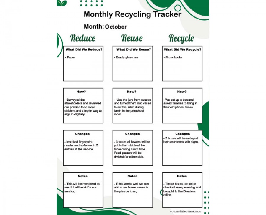 Monthly Recycling Tracker