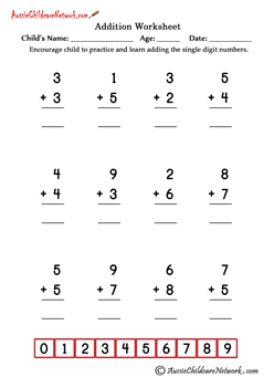 addition facts worksheet