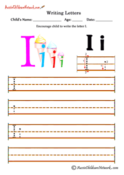 Writing alphabet I