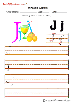 Writing alphabet J