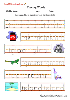tracing words printables