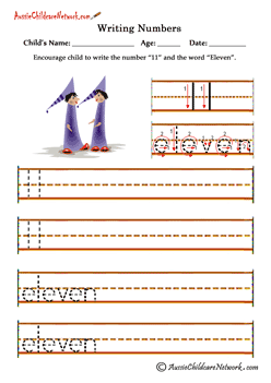practice writing numbers 11 Eleven