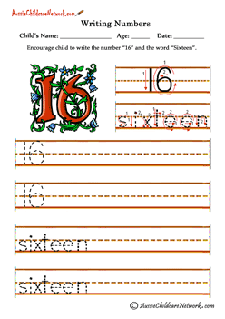 spelling numbers 16 Sixteen