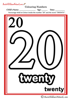 coloring number worksheets 0-20