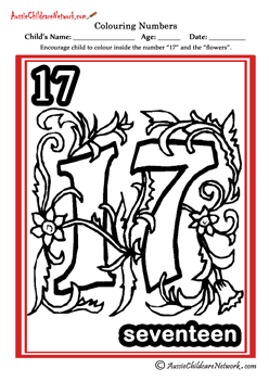 tracing numbers worksheets 17 Seventeen