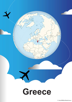 Country Greece On Globe Poster