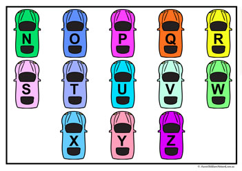 alphabet parking match letter recognition letter matching transportation theme