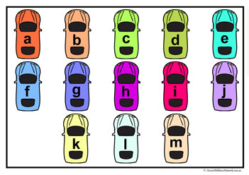 alphabet parking match letter recognition letter matching transportation theme