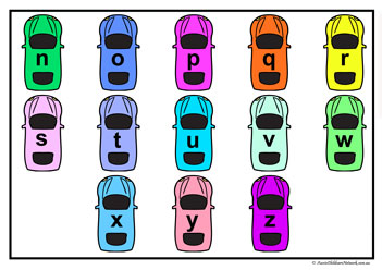 alphabet parking match letter recognition letter matching transportation theme
