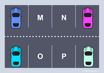 alphabet parking match letter recognition letter matching transportation theme
