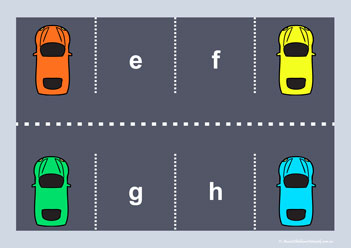 alphabet parking match letter recognition letter matching transportation theme