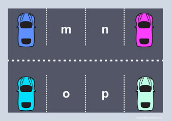 alphabet parking match letter recognition letter matching transportation theme