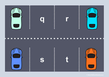 alphabet parking match letter recognition letter matching transportation theme