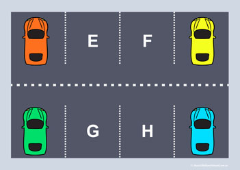 alphabet parking match letter recognition letter matching transportation theme