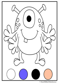 monster colour match worksheet, colour recognition, colour matching, halloween theme colour sort