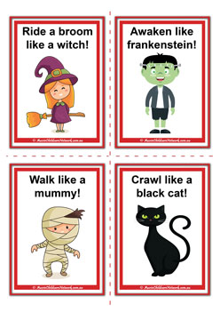halloween gross motor movement cards physical development cards