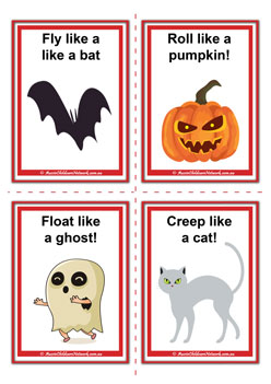 halloween gross motor movement cards physical development cards