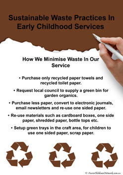 sustainable waste practices in early childhood services display posters
