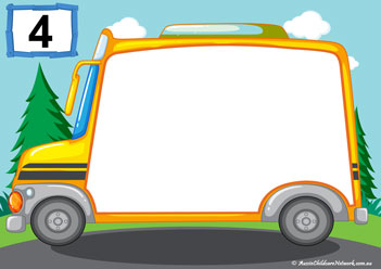 school bus counting 4, counting worksheets, school readiness counting activity