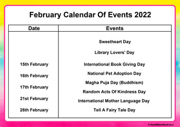 calendar of events 2022 early childhood services