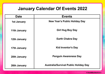 calendar of events 2022 early childhood services