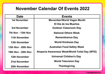 calendar of events 2022 early childhood services