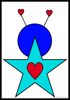 Love Bug Shapes star matching shapes, 2d shape worksheet for preschool