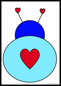 Love Bug Shape circle matching shapes, 2d shape worksheet for preschool