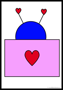 Love Bug Shapes rectangle matching shapes, 2d shape worksheet for preschool