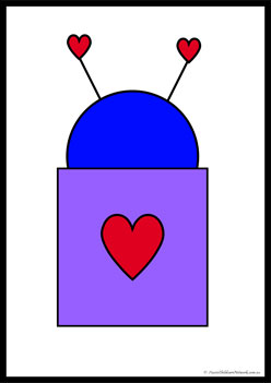 Love Bug Shapes square matching shapes, 2d shape worksheet for preschool