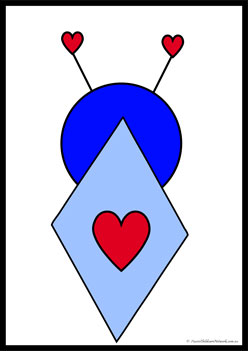 Love Bug Shapes diamond matching shapes, 2d shape worksheet for preschool