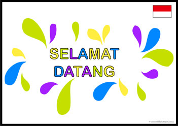 Welcome Indonesia, welcome posters in different languages, welcome display for kindergarten, learn welcome worksheets