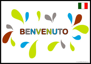 Welcome Italy, welcome posters in different languages, welcome display for kindergarten, learn welcome worksheets