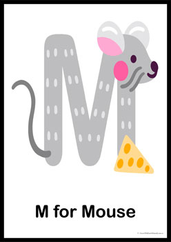 Animal Letter Posters Mouse, learning animal letters, matching animals to alphabets worksheets, animal letters display posters