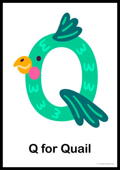 Animal Letter Posters Quail, learning animal letters, matching animals to alphabets worksheets, animal letters display posters