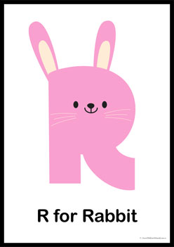 Animal Letter Posters Rabbit, learning animal letters, matching animals to alphabets worksheets, animal letters display posters