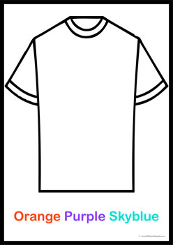Tshirt Colour Patterns 3,  holi colour theme worksheets, learning colours worksheets, recognising primary and secondary colours for preschoolers, colour patterns worksheets