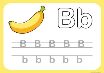 Letter Tracing Worksheet B, letter tracing picture worksheets, letter tracing preschool, letter worksheets, alphabet worksheets for children, learning letter kindergarten writing practice