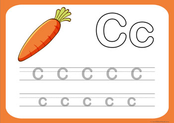 Letter Tracing Worksheet C, letter tracing picture worksheets, letter tracing preschool, letter worksheets, alphabet worksheets for children, learning letter kindergarten writing practice