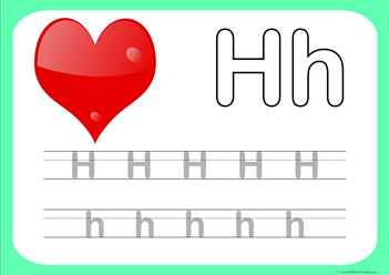 Letter Tracing Worksheet H, letter tracing picture worksheets, letter tracing preschool, letter worksheets, alphabet worksheets for children, learning letter kindergarten writing practice