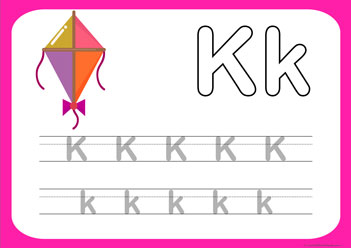 Letter Tracing Worksheet K, letter tracing picture worksheets, letter tracing preschool, letter worksheets, alphabet worksheets for children, learning letter kindergarten writing practice