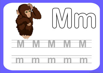 Letter Tracing Worksheet M, letter tracing picture worksheets, letter tracing preschool, letter worksheets, alphabet worksheets for children, learning letter kindergarten writing practice