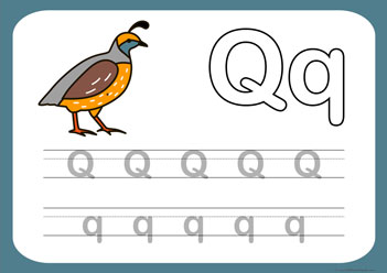Letter Tracing Worksheet Q, letter tracing picture worksheets, letter tracing preschool, letter worksheets, alphabet worksheets for children, learning letter kindergarten writing practice